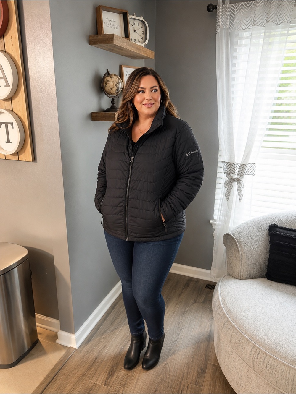 Columbia Thermal Coil Black Quilted Insulated Jacket Women’s 1X Full Zip